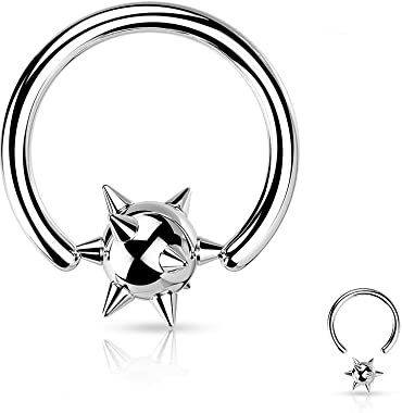 Treuheld® Klemmkugelring mit Stachel-Kugel | 3 Farben [01.] Silber