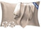 Seiwohl Satin Kissenbezug 40 x 80 2er Set, Weich wie Seidenkissenbezug Silk Pillowcase, Vegane Seide Kopfkissenbezug Kissenhülle Seidenkopfkissen für Haar und Haut mit 2 Haargummis, Taupe