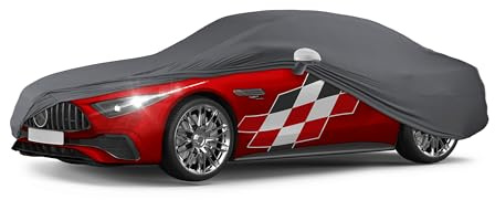 WALSER Premium Abdeckung Auto Indoor Stretch Plus Qualitätssieger Sehr Gut* Autoabdeckung Winter Autogarage Abdeckung Autoplane Winter Autogarage Abdeckung Winter Auto Abdeckplane Größe 2 anthrazit