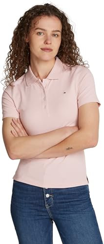 Tommy Hilfiger Polo Manches Courtes Femme Slim Fit, Rose (Delicate Pink), XS