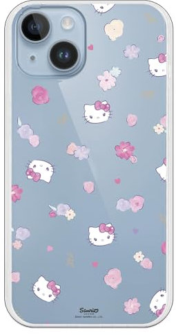 Personalaizer iPhone 15 Plus Case with Hello Kitty and Flower Pattern - Kawaii Style - Flexible TPU Silicone Case Transparent