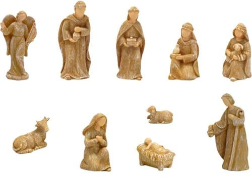 Weihnachtskrippenfiguren-Set 10-teilig Mini-Krippenfigur aus Kunstharz Ornament traditionelle Weihnachtskrippe für Heimdekoration