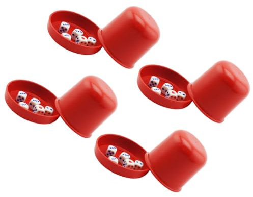 VICASKY Lot de 4 gobelets cubiques épais pour Ktv et bar, anti-fraude, avec cubes rouges, robustes et transparents, pour des jeux amusants avec des amis