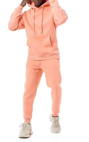 Redbridge Elegante tuta da jogging da uomo, con cappuccio e pantaloni da jogging, Colore: rosa., L