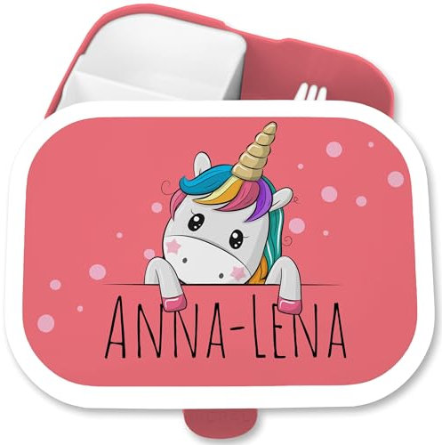 Brotdose Kinder Campus für Mepal - Einhörner - Brotbox Einhorn süß Lunchbox Unicorn I - 750 ml - Rosa - kindergarten vorschulkinder geschenke einhörnern personalisierte brotzeitbox schule