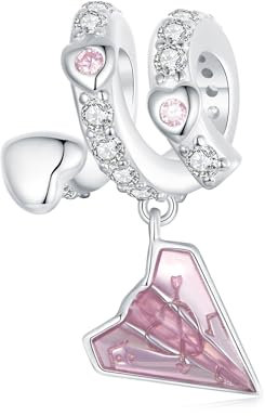 NINGAN 925 en argent sterling papier avion lettre d'amour perles pendentif brillant pendentif zircon compatible avec les bracelets de dames