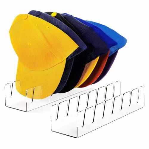 sdhiiolp 2 Stück Acryl Cap Halter Hut Racks Baseball Cap Kappen Halterung Hut-Organizer Keine Installation Hutständer für Präsentation von Baseballkappen, Basecap Halter für Schrank Kommode