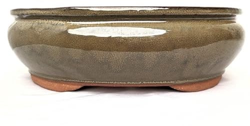 Glazed Ceramic Bonsai Pots without trays (Olive Green, 38cm)
