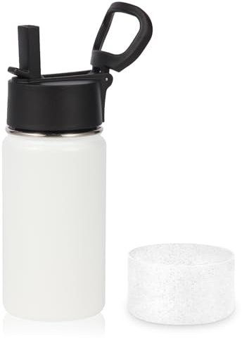 Volhoply Borraccia termica per bambini, in acciaio inox, a tenuta stagna, con coperchio con cannuccia e tappo in silicone, senza BPA, facile da usare, per ragazzi e ragazze, bottiglia sottovuoto a