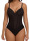 SHAPERIN Donna Body Contenitivo Pancia Piatta Pizzo Scollo V Snellente Shapewear Bodysuit Perizoma Intimo Modellante Corsetto Nero L