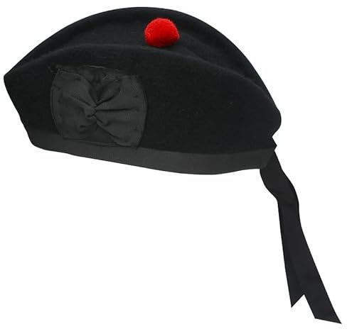 BELGLY Glengarry keps – traditionell skotsk hatt, 100 % ull, akrylull tartan, kilts/säckpipes tillbehör, polyester bomullsband