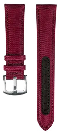 WB Original Premium Segeltuch-Uhrenarmband | 10 Farben - 18, 19, 20, 21, 22 mm - Schließe: Silber Gebürstet | Cordura, Leder | Ersatz-Armband