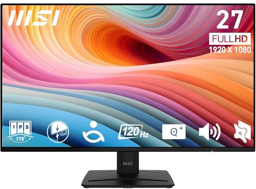 MSI PRO MP271A E2 27-inch IPS 1920 x 1080 (FHD) Gaming Office Monitor, 120Hz, Free-Sync, HDMI, DisplayPort, VGA Port, VESA Mountable, Tilt, Speaker, 4-Side Slim Bezel 1ms, Black