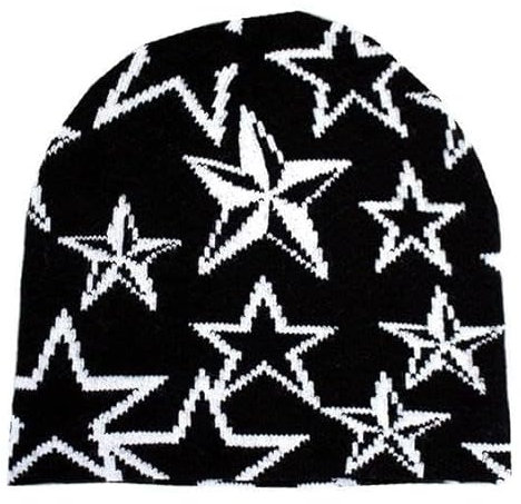 LXONTSG Beanie Mütze Stern, Stern Strick Beanie Mütze Schwarz, Strick Beanie Mütze, Warme Strick Beanie Mütze Schwarz, Warme Stern Strickmütze, Winter Strickmütze für Herren und Damen