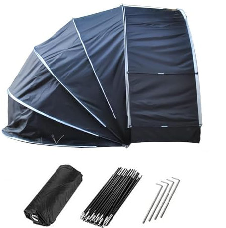 GZKDKZB Tenda per Bicicletta sospesa 2 in 1, Tenda per Bici, Impermeabile, con Doppie Porte, per 2-5 Biciclette, Tenda per Moto, Garage, capannoni, Nero