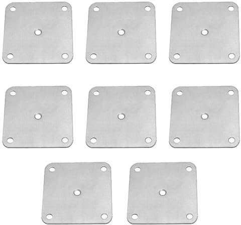 Lot de 8 plaques de montage plates, 80 x 80 mm, support de fixation d'étagère de meubles, support droit pour canapé, chaise (9 trous)