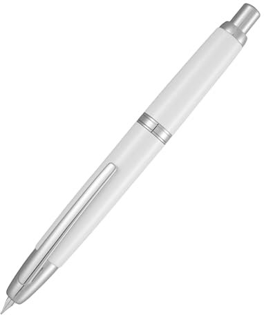 Jinhao 10 Capless Fountain Pen with Box,Pearl White Retractable Fine Nib Ink Pen with Converter Writing Set (Silver Clip)