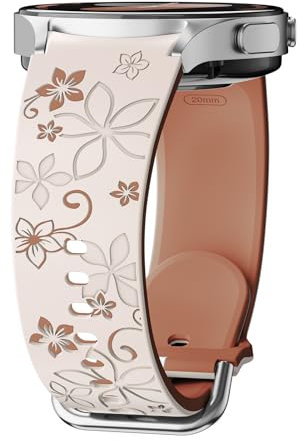 LEIXIUER Floral Gravierte Armband für Samsung Galaxy Watch 7 6 5 4 FE 40mm 44mm/6 4 Classic 43mm 47mm 42mm 46mm/5 Pro 45mm für Damen,Silikon Armbänder für Samsung Watch 7 6 5 4 Band