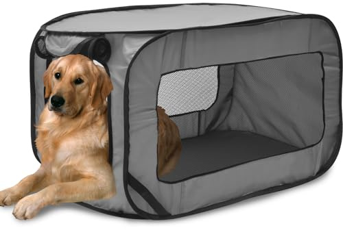 Littleduckling Dog Travel Crate Cat Carrier Foldable Pop Up Pet Carrier for Small/Medium Dogs 93x52x52cm Travel Pet Kennel Portable Dog Car Crate Playing Tent Cage for Small/Medium Dogs