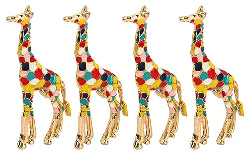 Broche animale mignonne, broche girafe tendance en alliage d'aluminium de 4 pièces pour