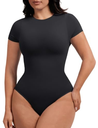FeelinGirl Shapewear Bodysuits For Women Soft Tummy Control Short Sleeve
