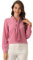 Allegra K Femme Chemisier Élégant Bureau Travail Manches Longues Plissé Cravate Cou Top Chemise Rose poudré XL