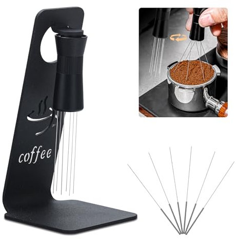 Foyucool WDT Tool Espresso Coffee Stirrer, Coffee Distributor Stainless Steel 6 Needles, Aluminium Alloy Magnetic Holder, Adjustable Range, with 6 Extra Needles