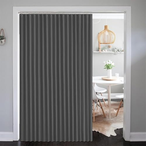 SK Studio Magnetischer Türvorhang, Thermovorhang Gegen Kälte und Hitze Faltvorhang Raumtrenner mit Ösen für Schlafzimmer, Zimmer, Wohnzimmer, Dunkelgrau, 254x213cm
