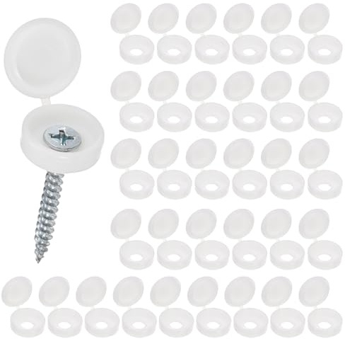 M METERXITY 100 Stück Abdeckkappen für Schrauben, 6mm Klapp Kennzeichen Schrauben, Kunststoff Schraubenkappen, Schutzkappen für Schrauben, Möbel, Dekoration - Warmweiß