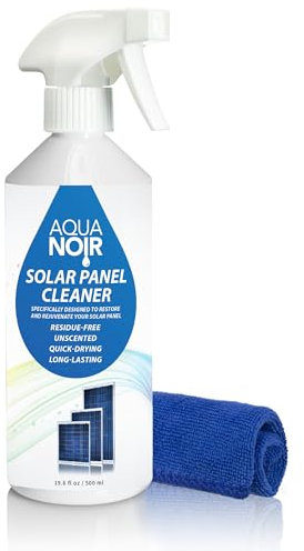AQUANOIR Solar Panel Cleaner Spray 500ml – Streak-Free, Fast Acting & Eco-Friendly Solution – Boosts Efficiency, Removes Dirt, Dust & Grime – Safe for Glass, Plastic, and Metal Surfaces