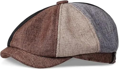 Yixda Herren Schiebermütze Barret Cap Unisex Sommer Atmungsaktiv Schirmmütze Kappe Gatsby Flatcap (DE/NL/SE/PL, Alphanumerisch, Einheitsgröße, Mehrfarbig)