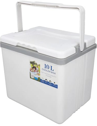 TOPINCN 10L Large Portable Cooler, Insulation Hard Cooler with Sturdy Handle, Ice Chest Lunch Box, Travel Iced Drink Box for Outdoor Camping, Picnic, BBQ, Fishing or Commercial Use (White)