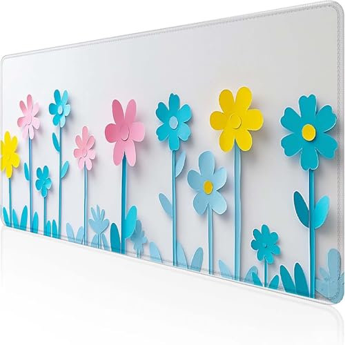 Mouse Pad Flower Gaming Mouse Mat 1000x500x3 mm, with Stitched Edges Desk Mats Pink Desk Pad Large Waterproof Anti-Slip Rubber Base Smooth Surface Keyboard Cover for Office Accessories, Gifts 4-C