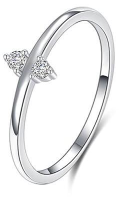 Wycian Damen Ringe Fein Damenring Diamanten Weißgold 9K Au375 Runde Form Diamant Größe 62 (19.7) Vorsteckring für Mutter Einfach Schmuck Geschenk