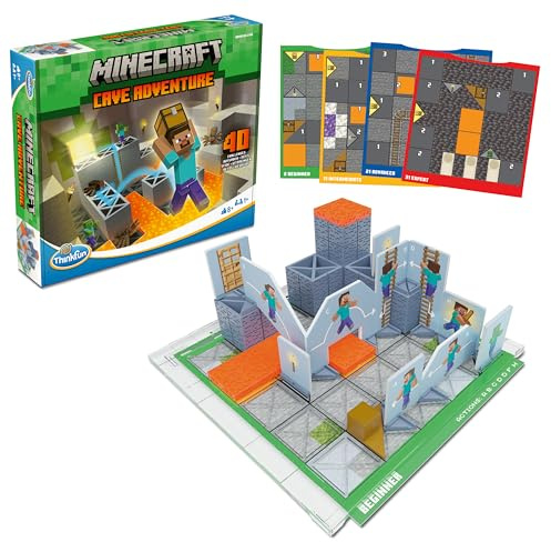 ThinkFun Minecraft Cave Adventure - Screen-Free Strategy Puzzle Game - 40 Logic Challenges - Ages 8+