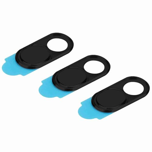 Kikumi 3 Pack Metal Lens Cap Camera Privacy Sticker Webcam Cover for Smartphone Tablets (Black)