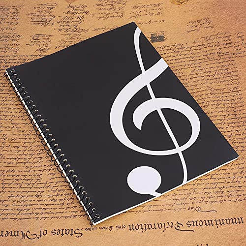 Yechiry Notationsnotizbuch, Hochwertiges Papier Zum Verfassen von Partituren, 50 Seiten, Geeignet für Songwriter, Schwarzer Klaviereinband für Musikliebhaber (Schwarzes Notenmuster)