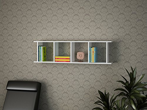 Woody Fashion Bücherregal | 100% Melaminbeschichtung | 18mm dick | 120cm x 33 | Weiß