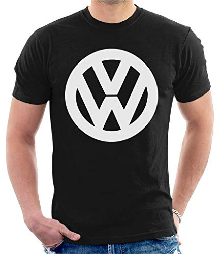 Volkswagen Men's Classic White VW Logo Men's T-Shirt, Black, XL