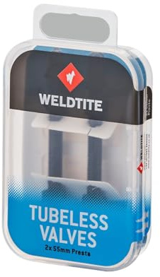 WELDTITE Kit Valve Presta Tubeless - Fiable et Durable - 2 x 55 mm, Noir