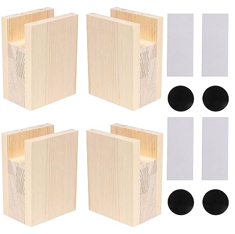 4PCS Bed Furniture Risers Heavy Duty Wood Risers for Sofa Table and Chair (10cmx10cmx4cm)