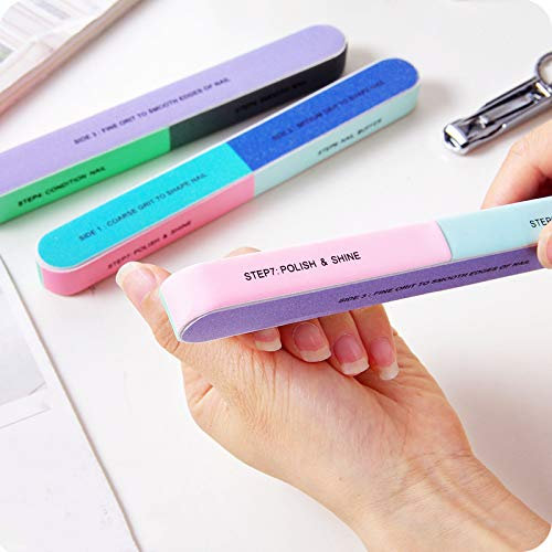 Lima per Unghie e Lucidatrice per Manicure Cosmetici Lima Buffer per Nail Art 7 Fasi 5 Pezzi