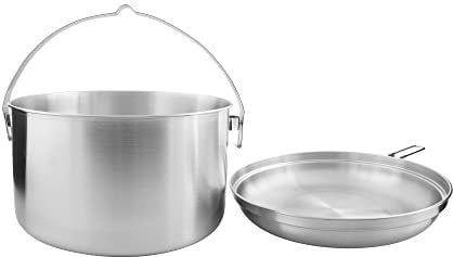 Tatonka Kettle Camping Cooking Set 6.0 L - Stainless Steel Pot and Pan - 6 Litre Volume - With Handle for Hanging - Diameter 28.5 x 16 cm