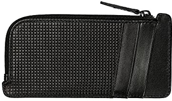 DAVIDOFF Paris Kartenetui mit Münzfach Schwarz – Moderne Brieftasche aus feinem Leder mit Prägung – Kreditkartenetui mit 3 Steckfächern und Reißverschlussfach