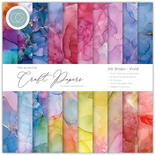 Craft Consortium Craft Con Paprpad 15,2 cm Tintentropfen, lebhaft, 20 Designs