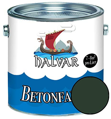 Halvar Betonfarbe/Bodenbeschichtung SEIDENMATT Grün RAL 6000-6037 Fassadenfarbe (5 L, RAL 6009 Tannengrün)