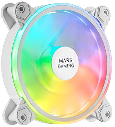 Mars Gaming MFXW, Ventilateur PC 12cm, ARGB Dual, Ultra Silencieux 14db, Blanc
