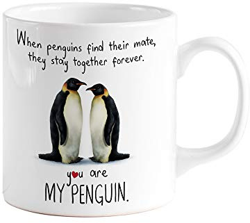 Pomchick - Couple Penguin Love Mug You are My Penguin 11oz Gift for Her Him Wife Husband Boyfriend Girlfriend Valentine's Day Christmas Birthday Present Drinkware