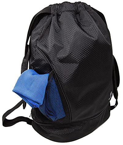 WISEPLAYERFC Zaino Sportivo con Asciugamano Incluso-Sacca Palestra con Vano Scarpe per Donna e Uomo Resistente All'acqua (Nero)