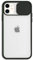 Mixroom - Cover Custodia per Apple iPhone 11 Protezione fotocamera con finestrino scorrevole In Silicone TPU Semi trasparente NERO